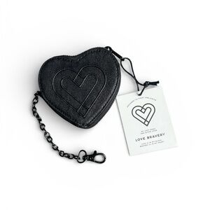 Love Bravery heart-shaped coin purse/Key Holder in Black